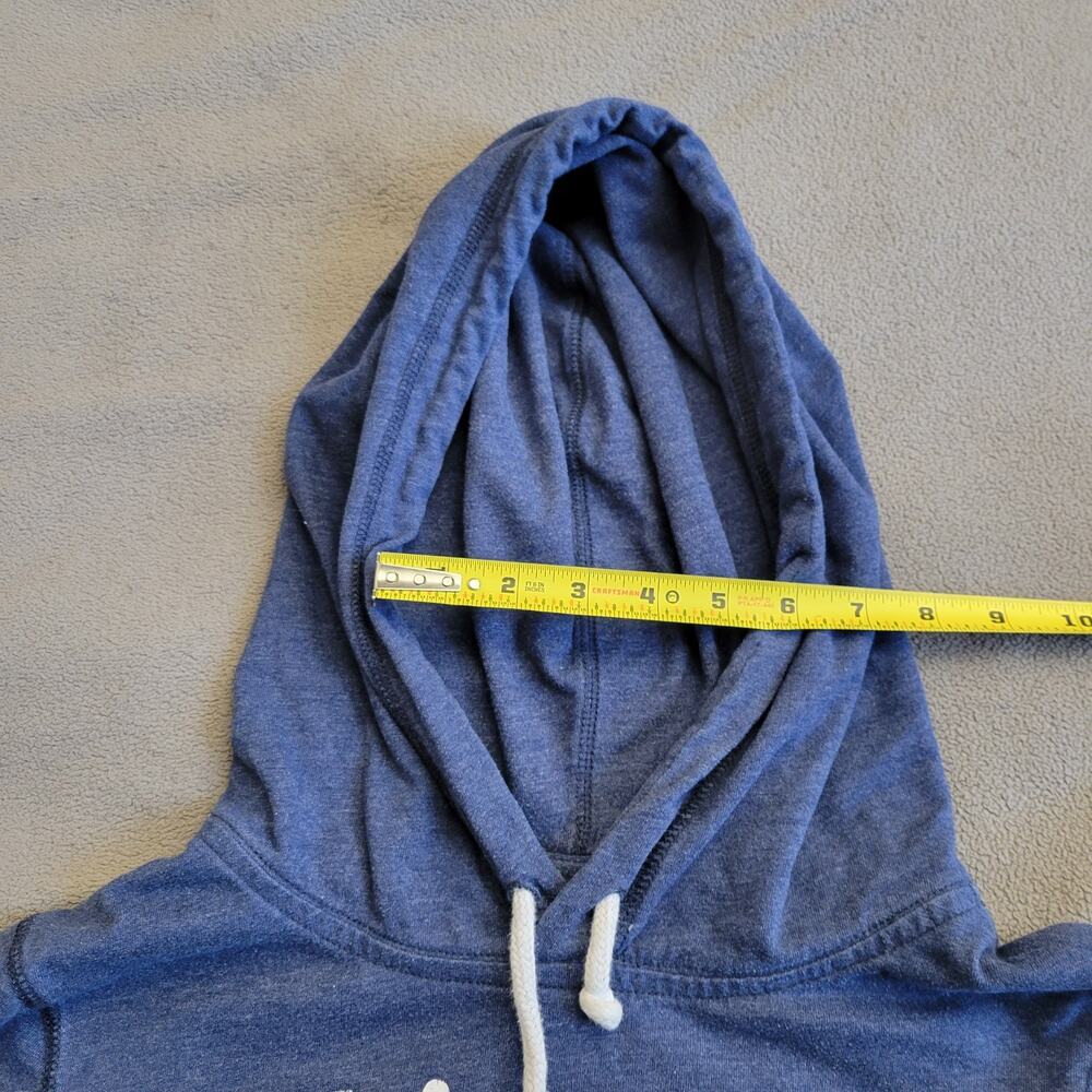 HOLLISTER Sweater Hoodie Womens Large Blue Logo White Drawstrings Lightweight - Picture 8 of 11